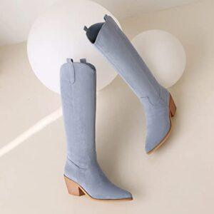 Reitoye Cowgirl Knee High Chunky Heel Boots Review